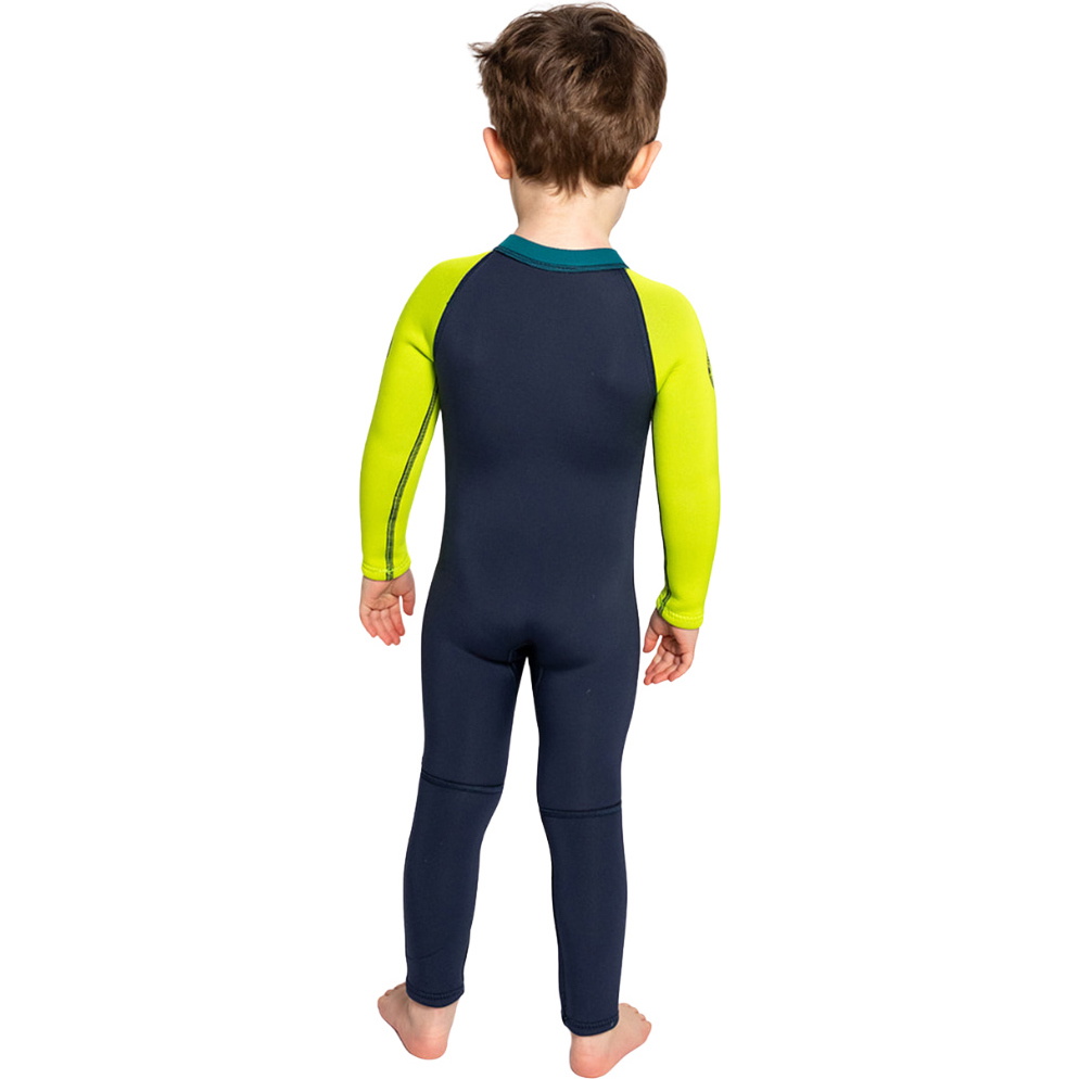 2026 C-Skins Nuwave C-Kid Front Zip Wetsuit C-NBA32ST - Bluestone / Lime